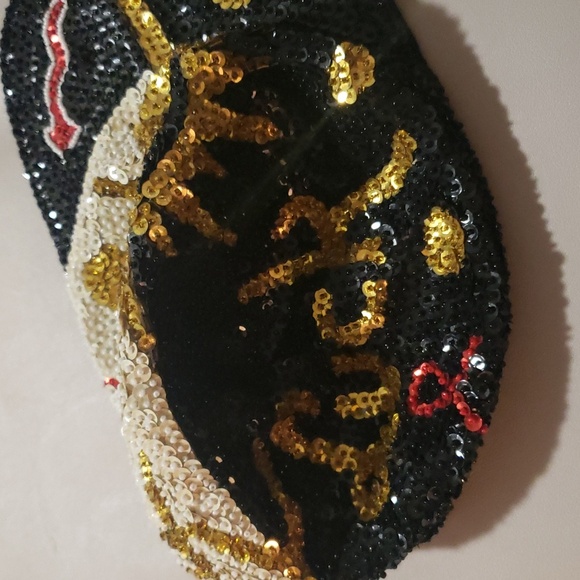 Vintage fully Sequined baseball hat style sun face mystical "Lady Luck" - Picture 3 of 6